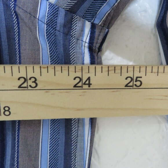 Bugatchi Uomo* Men's Long Sleeve Button Down Curved Hem Stripe Dress Shirt~Large - Picture 7 of 11